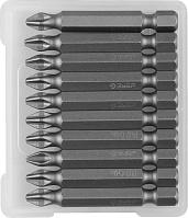 Биты  кованые, хромомолибденовая сталь, тип хвостовика E 1/4", PH2, 50мм, 10шт ЗУБР "МАСТЕР" 26001-2-50-10