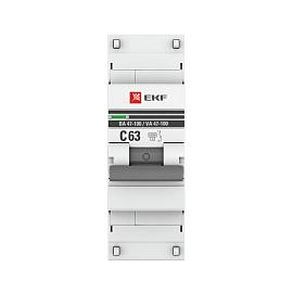 Выключатель автоматический 63А 1П однополюсный характеристика C 10kA тип AC ВА47-100 PROxima mcb47100-1-63C-pro EKF