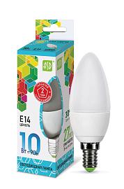 Лампа светодиодная 10 Вт E14 C37 4000К 900Лм матовая 230В свеча Standard 4690612015576 ASD