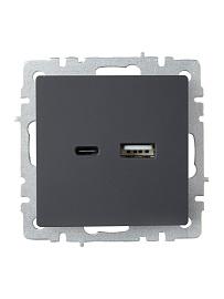 BRITE С/У графит Розетка USB A+C 18Вт РЮ11-1-БрГ IEK