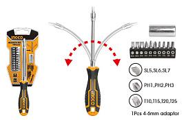 Отвертка с гибким стержнем и битами INGCO AKSDFL1208