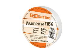 Изолента ПВХ белая 19х20м SQ0526-0001 TDM