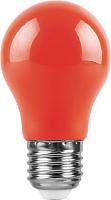 Лампа светодиодная 3 Вт E27 A50 матовая 230В грушевидная красный LB-375 25924 Feron