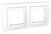 Рамка для розеток и выключателей с декоративным элементом Unica двухпостовая белый MGU2.004.18 Schneider Electric