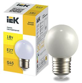 LIGHTING Лампа светодиодная декоративная G45 шар 1Вт 230В теплый белый E27 IEK