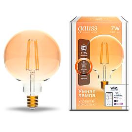 Лампа светодиодная 7 Вт E27 G95 2500K 740Лм диммируемая LED Шарообразная Smart Home 1320112 GAUSS