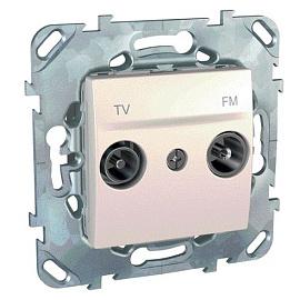 Розетка ТV+FM телевизионная+радио Unica скрытой установки проходная механизм с накладкой бежевый MGU5.453.25ZD Schneider Electric