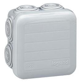 Коробка распределительная квадратная Plexo открытой установки 65х65х40мм IP55 серый 092005 Legrand