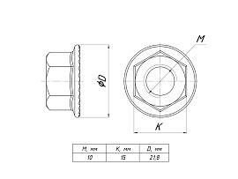 Гайка с фланцем М10 gflm10 EKF