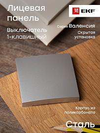 Лицевая панель для выключателя одноклавишного Валенсия 10А сталь ESV10-L-021-30 EKF PROxima