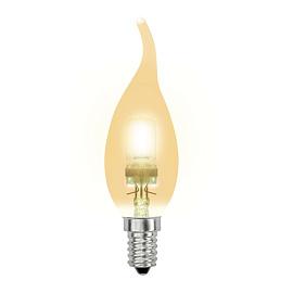 Лампа галогенная 42Вт Е14 HCL-42/CL/Е14 flame gold. свеча на ветру золотая. 04121 Uniel