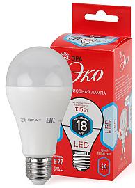 Лампа светодиодная 18 Вт E27 A65 4000К 1440Лм матовая 220-240В груша ( ECO LED A65-18W-840-E27 ) Б0031708 ЭРА