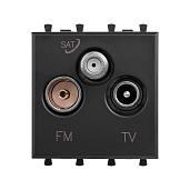 Розетка TV-FM-SAT телевизионная модульная Avanti 2 модуля Черный матовый 4412532 DKC