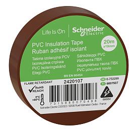 Изолента ПВХ 19мм х 20м коричневая 2420107 Schneider Electric