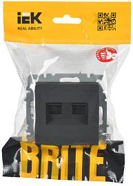 Розетка компьютерная двойная RJ45 кат.6 РК11-2-БрГ графит BRITE BR-K20-2-K53 IEK