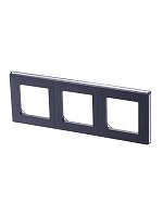Рамка для розеток и выключателей 3 поста LEVIT сталь / дымчатый чёрный 2CHH015030A6069 ABB (16м)