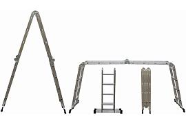 Лестница-трансформер 4х4 ступеней, 1,21-4,56 м; алюминий FIT 65450