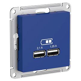 Розетка USB A+A, 5В/2,1 А, 2х5В/1,05 А, механизм, АКВАМАРИН ATLASDESIGN ATN001133 Systeme Electric