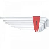 Набор ключей имбусовых HEX, 2–12 мм, CrV, 9 шт., экстра-длин, c шаром, сатин.  MATRIX 16411