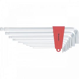 Набор ключей имбусовых HEX, 2–12 мм, CrV, 9 шт., экстра-длин, c шаром, сатин.  MATRIX 16411