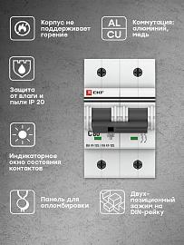 Выключатель автоматический 80А 2П двухполюсный характеристика С 15kA ВА47-125 PROxima mcb47125-2-80C EKF