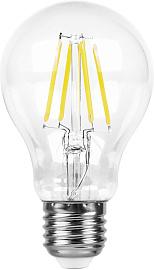 Лампа светодиодная 7 Вт E27 A60 2700К 740Лм прозрачный 230В шар белый теплый 25569 Feron