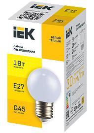 LIGHTING Лампа светодиодная декоративная G45 шар 1Вт 230В теплый белый E27 IEK