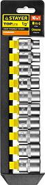 Набор : Торцовые головки (1/2") на пластиковом рельсе, 10-19мм, 10 предметов STAYER "STANDARD" 27755-H10