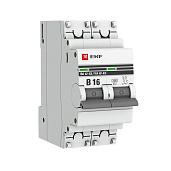 Выключатель автоматический 16А 2П двухполюсный характеристика B 4,5kA тип AC ВА47-63 PROxima mcb4763-2-16B-pro EKF