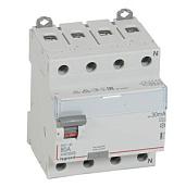 Выключатель автоматический дифференциального тока АВДТ DX3 80А 4П четырехполюсный N 30мА 400В 4 модуля 411762 Legrand