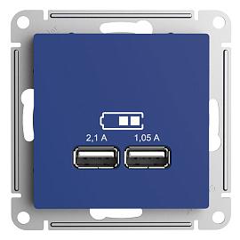 Розетка USB A+A, 5В/2,1 А, 2х5В/1,05 А, механизм, АКВАМАРИН ATLASDESIGN ATN001133 Systeme Electric
