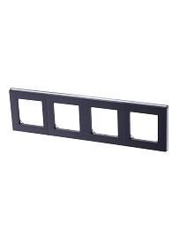 Рамка для розеток и выключателей 4 поста LEVIT сталь / дымчатый чёрный 2CHH015040A6069 ABB