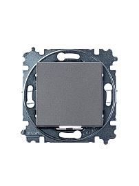 Выключатель одноклавишный LEVIT скрытой установки 10А схема 1 механизм с накладкой сталь / дымчатый чёрный 2CHH590145A6069 ABB