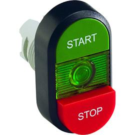 Кнопка управления двойная MPD15-11G (зеленая/красная-выступающая) зеленая линза с текстом (START/STOP) 1SFA611144R1102 ABB