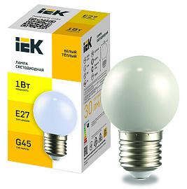 LIGHTING Лампа светодиодная декоративная G45 шар 1Вт 230В теплый белый E27 IEK