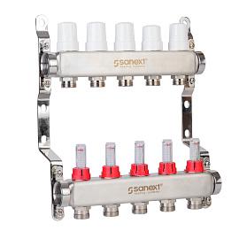 Коллектор для теплого пола ВР 1"х 7 контуров НР 3/4" евроконус 8517 SANEXT