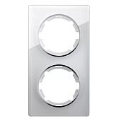 Рамка для розеток и выключателей вертикальная стеклянная двойная, цвет белый 2E52211300 OneKeyElectro