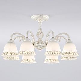 Люстра потолочная классическая со стеклянными плафонами 60107/8 белый с золотом a045773 Eurosvet