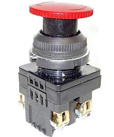 Выключатель кнопочный КЕ-201 У2 исп.2, красный, 1з+1р, гриб с фиксацией, IP54, 10А, 660В