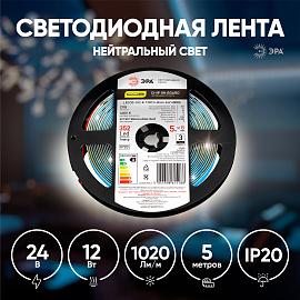 Лента светодиодная 12Вт 4000К 1020Лм LRCOB-352-8 12W/m 8mm 24V 3year белая 5м IP20 Б0053963 ЭРА