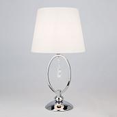 Лампа настольная с белым абажуром 01055/1 хром/прозрачный хрусталь Strotskis 00000084934 Eurosvet
