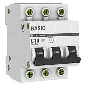 Выключатель автоматический 10А 3П трехполюсный характеристика C 4,5кA тип AC ВА47-29 Basic mcb4729-3-10C EKF
