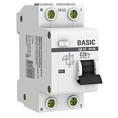 Выключатель автоматический дифференциального тока АД-12 20А (1P+N) двухполюсный характеристика C 4,5kA 30мА тип AC  Basic DA12-20-30-bas  EKF (1м)