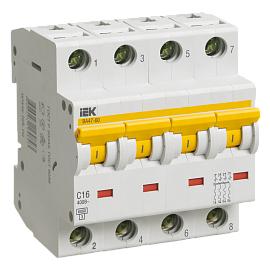 Выключатель автоматический 10А 4П четырехполюсный характеристика C 6кА ВА47-60 MVA41-4-010-C IEK