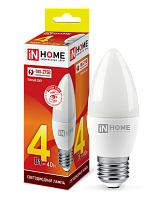 Лампа светодиодная 4 Вт E27 C37 3000К 360Лм матовая 230В свеча LED-СВЕЧА-VC 4690612030111 IN HOME