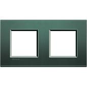 Рамка для розеток и выключателей прямоугольная, 2 поста, цвет зеленый шелк Livinglight LNA4802M2PKLegrand