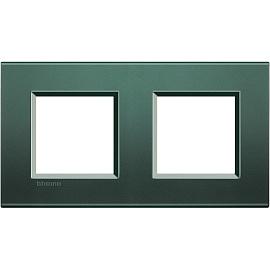 Рамка для розеток и выключателей прямоугольная, 2 поста, цвет зеленый шелк Livinglight LNA4802M2PKLegrand