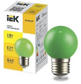 LIGHTING Лампа светодиодная декоративная G45 шар 1Вт 230В зеленый E27 IEK