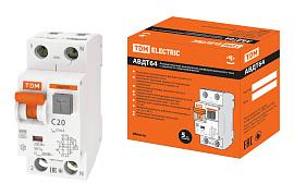 Выключатель автоматический дифференциального тока АВДТ 20А (1P+N) характеристика C 6кА 30мА АВДТ64 SQ0205-0005 TDM