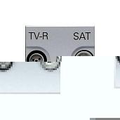 Розетка TV-R-SAT телевизионная + спутник одиночная с накладкой, Zenit серебро N2251.3 PL 2CLA225130N1301 ABB